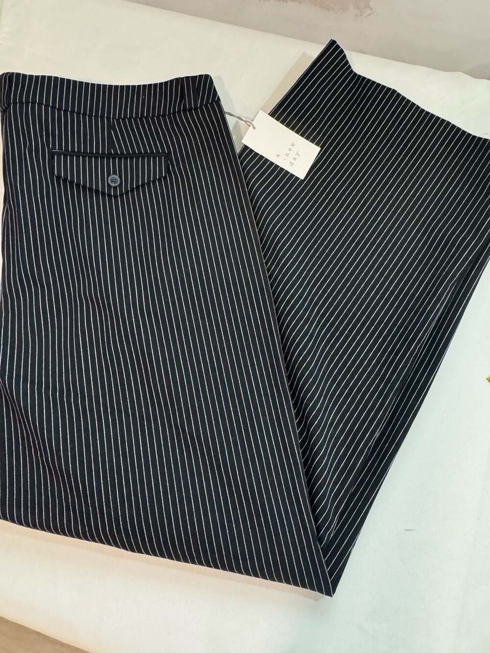 Black Pinstripe Wide Leg Trousers Y2K Office Siren Academia Women’s Size 16